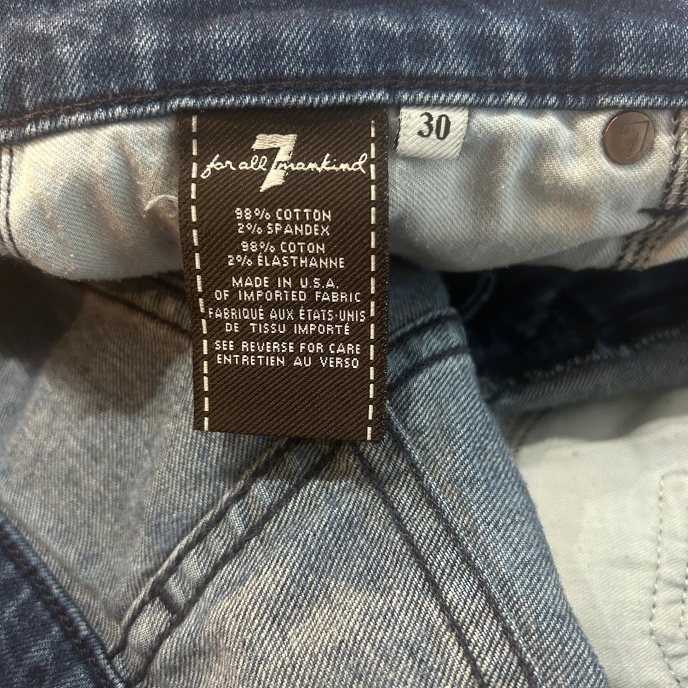 7 For All Mankind Austyn Jeans 30 USA Made Y2K Relaxed Straight Denim Dark Wash - Picture 5 of 6